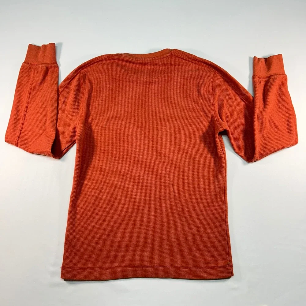 Banana Republic Mens Small Burnt Orange Waffle‎ Knit Thermal Long Sleeve Shirt